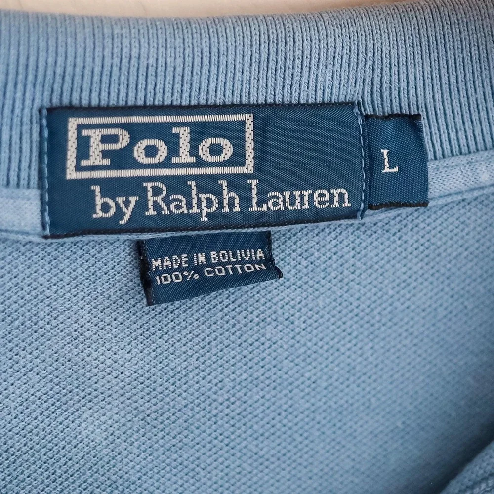 Vintage Polo Ralph Lauren Long Sleeve Polo Shirt Men L Blue Classic Pony Y2K